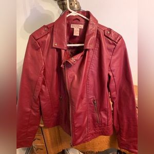 Beautiful deep red PU Leather jacket